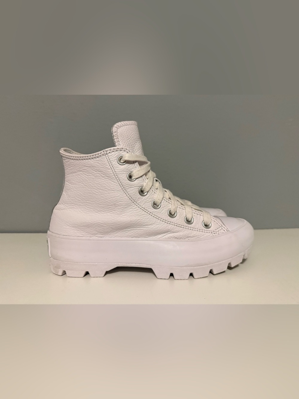 Converse Chuck Taylor All Star Lugged Platform White Leather Sneakers
